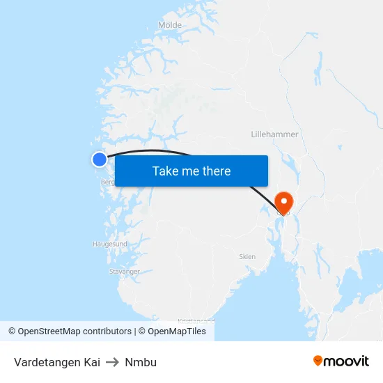 Vardetangen Kai to Nmbu map