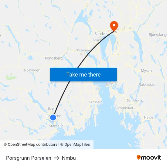 Porsgrunn Porselen to Nmbu map
