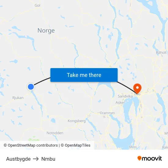Austbygde to Nmbu map