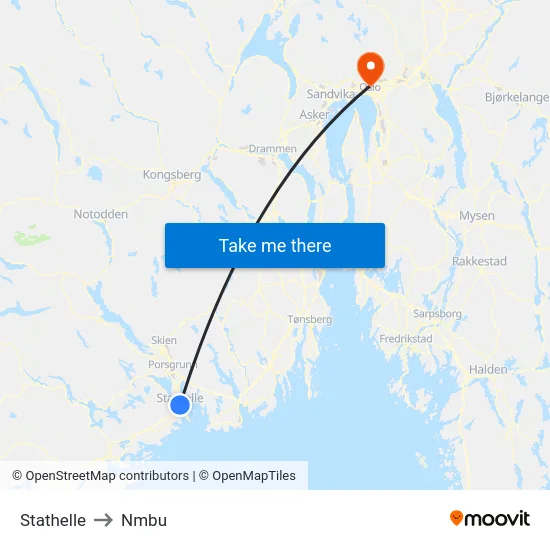 Stathelle to Nmbu map