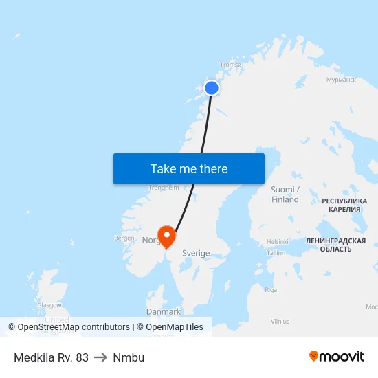 Medkila Rv. 83 to Nmbu map