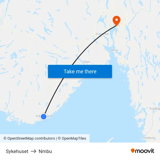 Sykehuset to Nmbu map