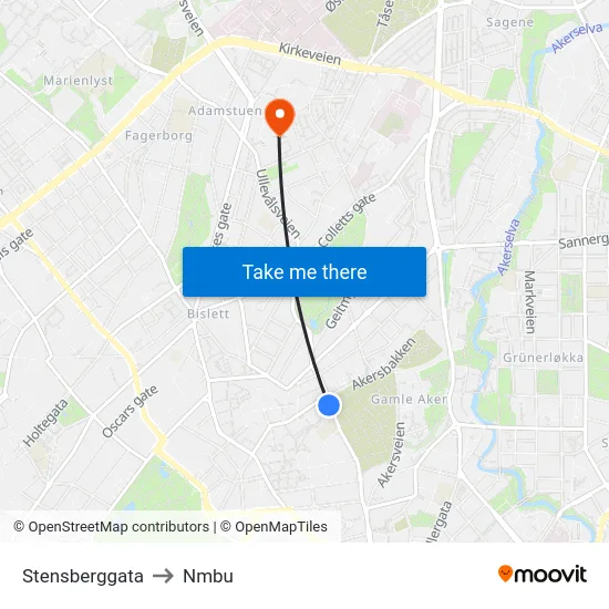 Stensberggata to Nmbu map