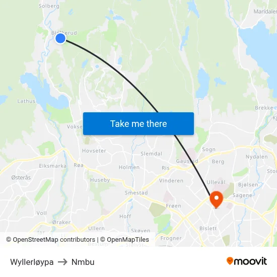 Wyllerløypa to Nmbu map