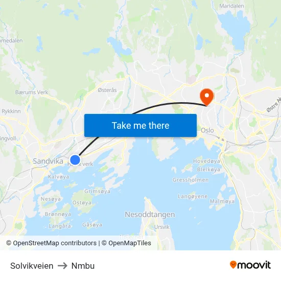 Solvikveien to Nmbu map
