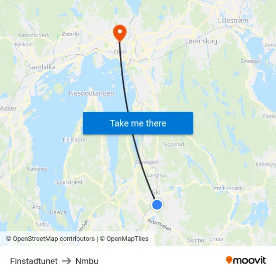 Finstadtunet to Nmbu map