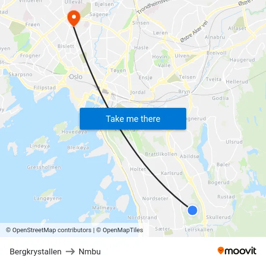 Bergkrystallen to Nmbu map