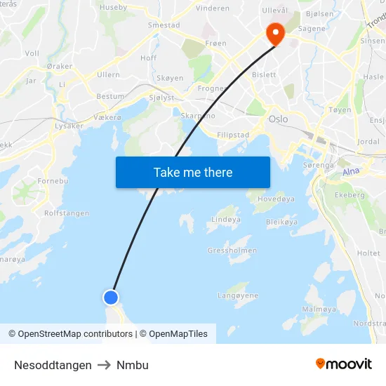 Nesoddtangen to Nmbu map