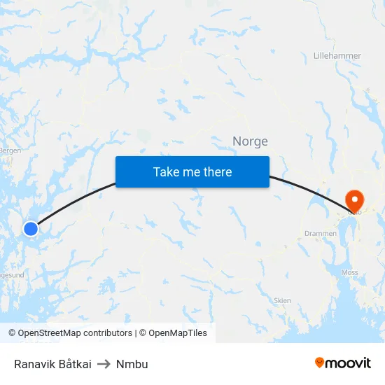 Ranavik Båtkai to Nmbu map
