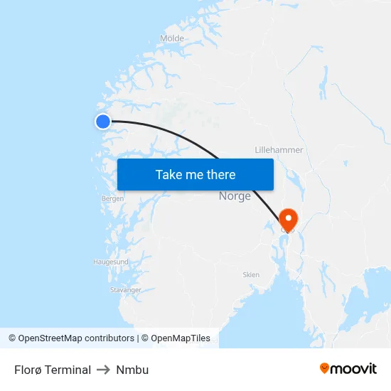 Florø Terminal to Nmbu map