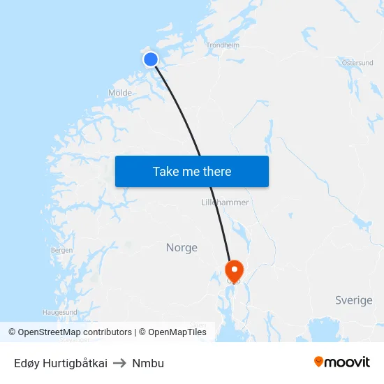 Edøy Hurtigbåtkai to Nmbu map
