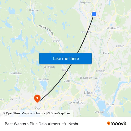 Best Western Plus Oslo Airport to Nmbu map