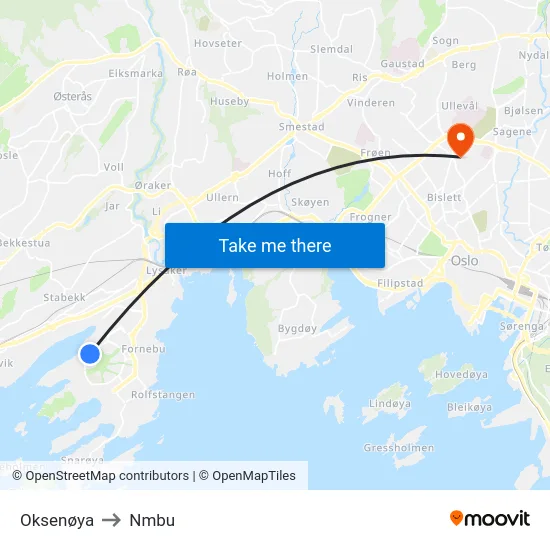 Oksenøya to Nmbu map