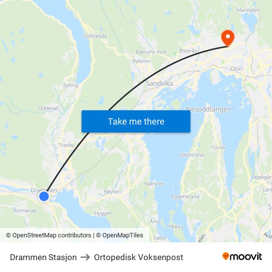 Drammen Stasjon to Ortopedisk Voksenpost map