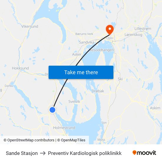 Sande Stasjon to Preventiv Kardiologisk poliklinikk map