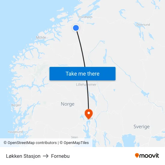 Løkken Stasjon to Fornebu map