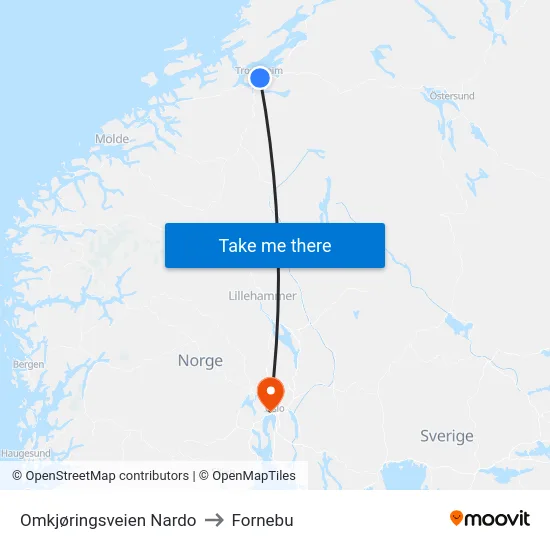 Omkjøringsveien Nardo to Fornebu map