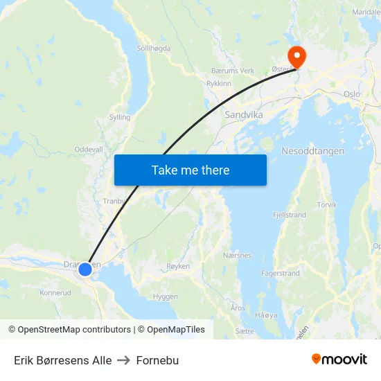 Erik Børresens Alle to Fornebu map