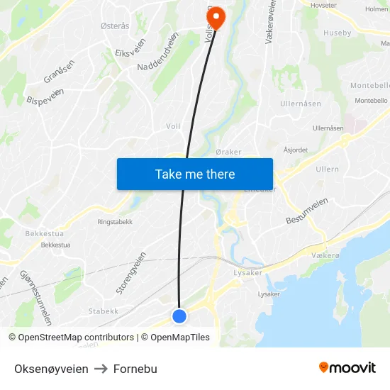 Oksenøyveien to Fornebu map