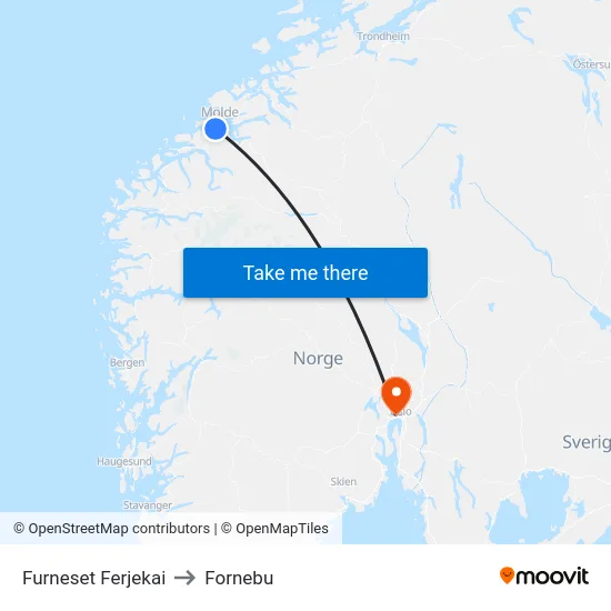 Furneset Ferjekai to Fornebu map