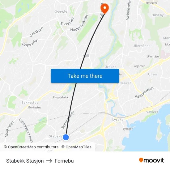 Stabekk Stasjon to Fornebu map