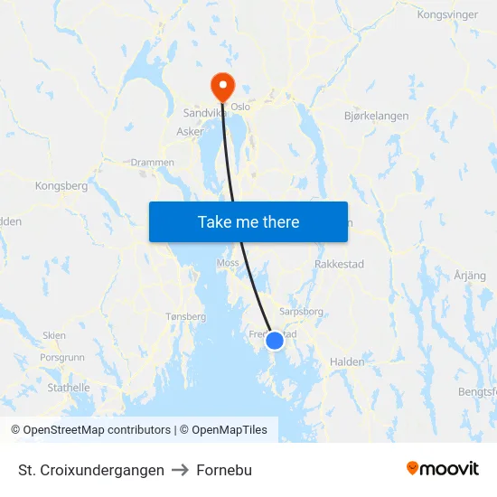 St. Croixundergangen to Fornebu map
