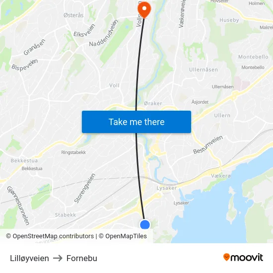 Lilløyveien to Fornebu map