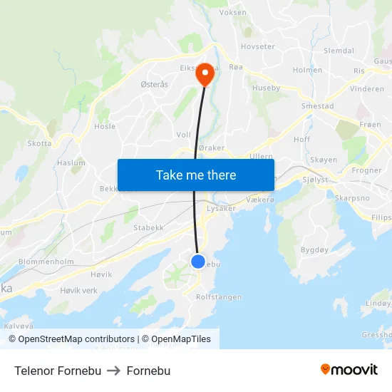 Telenor Fornebu to Fornebu map