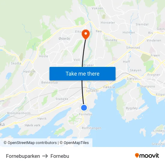 Fornebuparken to Fornebu map
