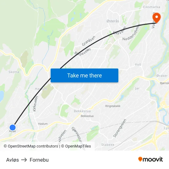 Avløs to Fornebu map