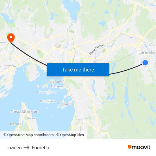 Triaden to Fornebu map