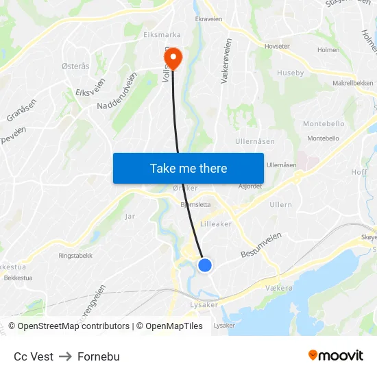 Cc Vest to Fornebu map