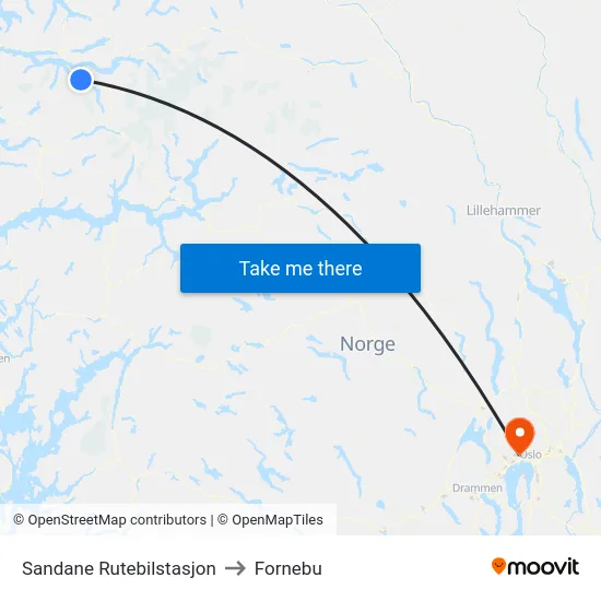 Sandane Rutebilstasjon to Fornebu map