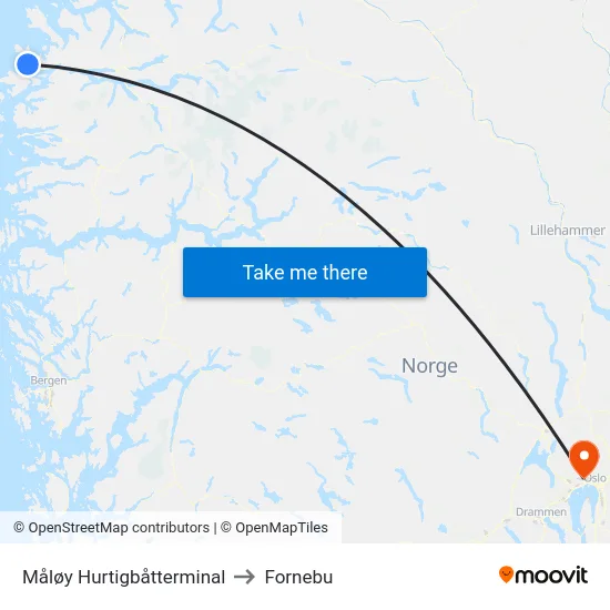 Måløy Hurtigbåtterminal to Fornebu map
