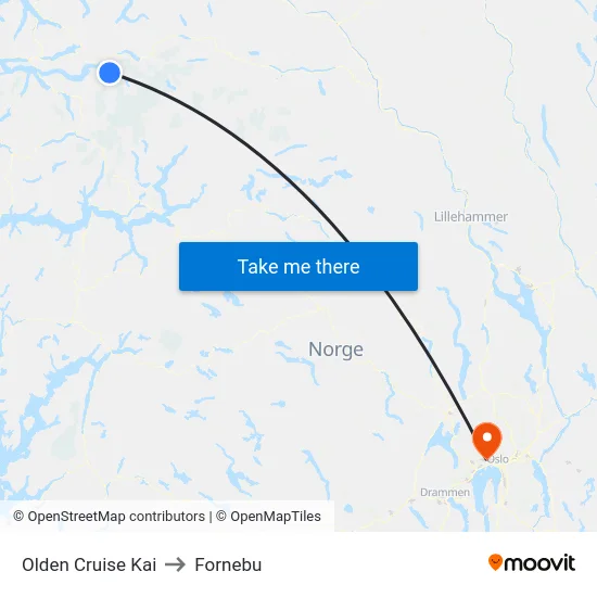 Olden Cruise Kai to Fornebu map