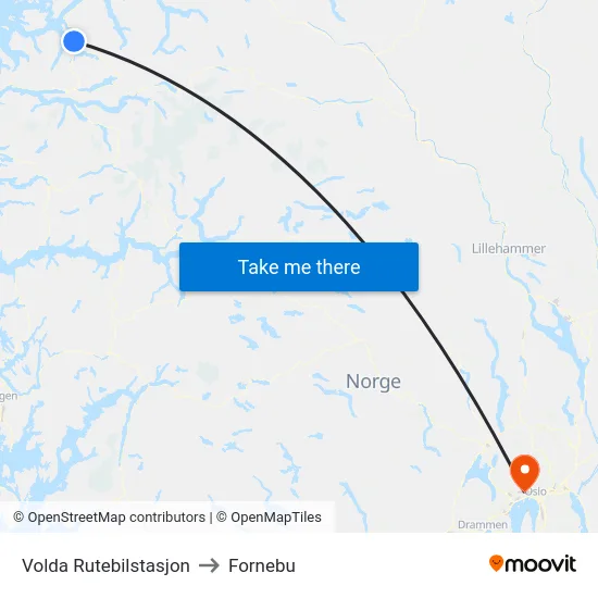 Volda Rutebilstasjon to Fornebu map