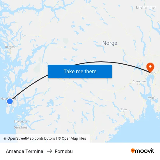 Amanda Terminal to Fornebu map