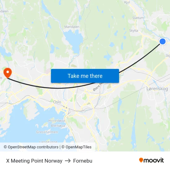 X Meeting Point Norway to Fornebu map