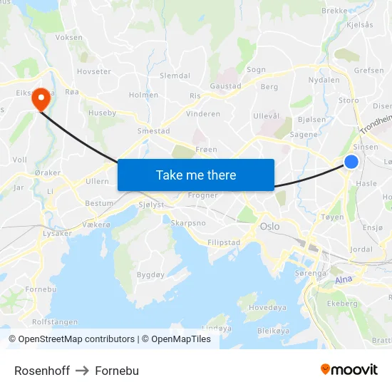 Rosenhoff to Fornebu map