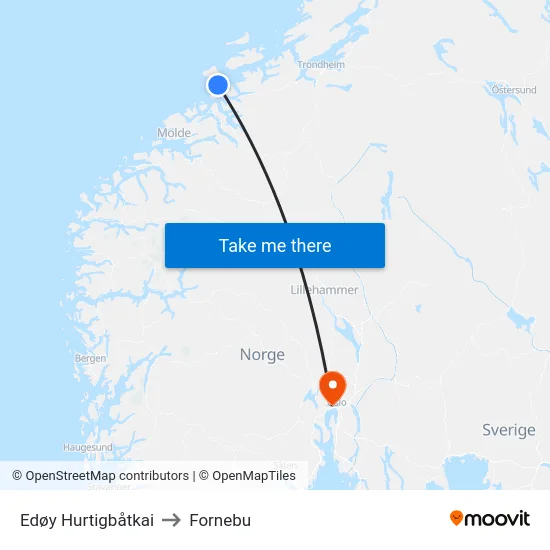 Edøy Hurtigbåtkai to Fornebu map