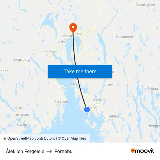 Ålekilen Fergeleie to Fornebu map