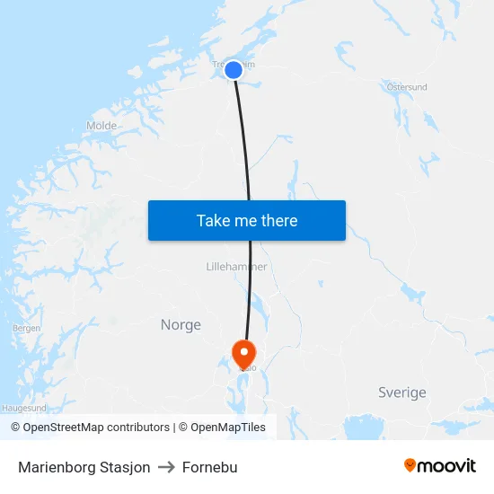 Marienborg Stasjon to Fornebu map
