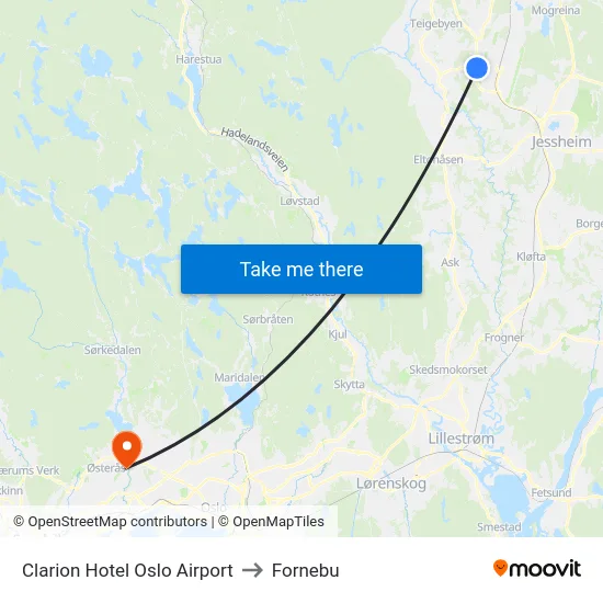 Clarion Hotel Oslo Airport to Fornebu map
