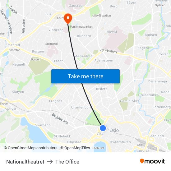 Nationaltheatret to The Office map