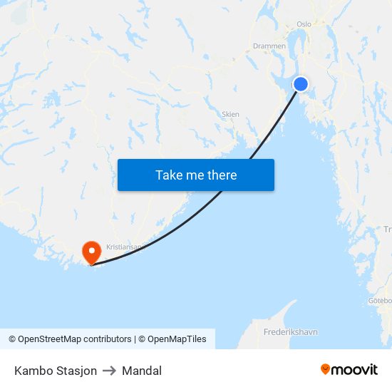 Kambo Stasjon to Mandal map