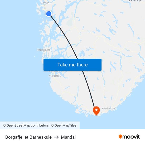 Borgafjellet Barneskule to Mandal map