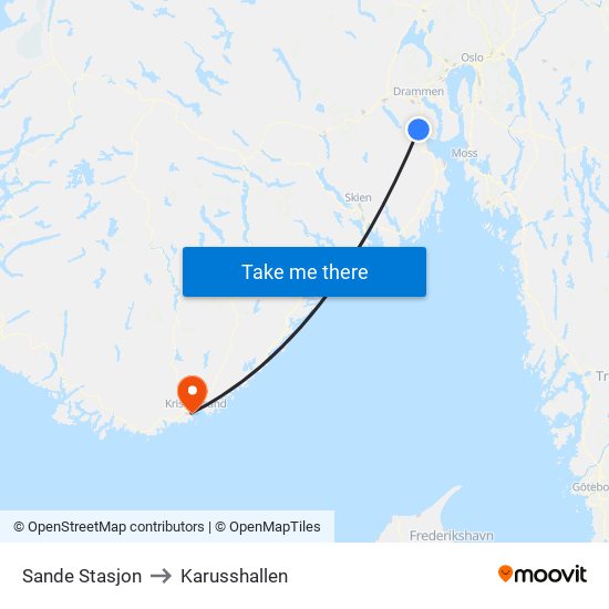 Sande Stasjon to Karusshallen map