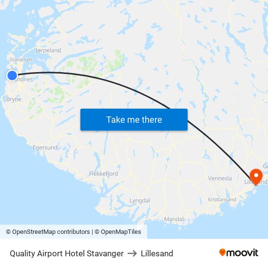 Quality Airport Hotel Stavanger to Lillesand map