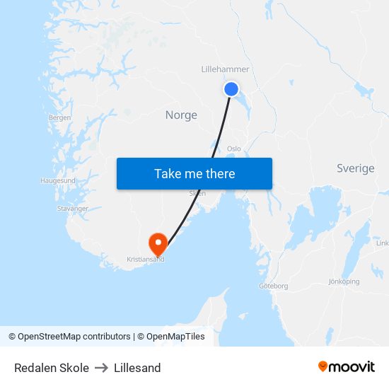 Redalen Skole Snertingdalsvegen to Lillesand map