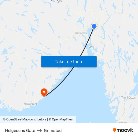 Helgesens Gate to Grimstad map